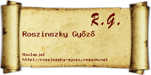 Roszinszky Győző névjegykártya